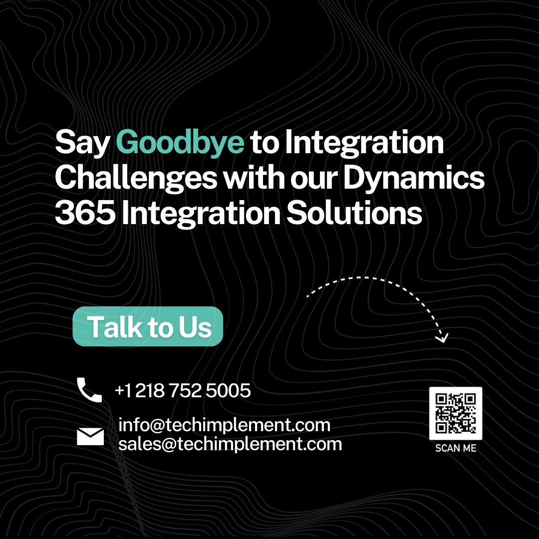 TechImplement's tweet image. Tech Implement is your trusted integration partner! Our solutions ensure smooth data sync, automated workflows, and aligned sales processes, boosting efficiency.
Scan the QR code or contact us to revolutionize your Dynamics 365 journey!
#TechImplement #Dynamics365