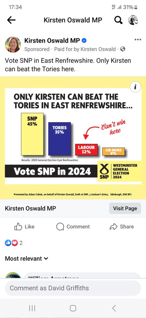 Not only is @kirstenoswald unable to spot signs saying 'Decapitate TERFS', she's apparently incapable of reading polls taken in the last 5 years. So Labour can't win in East Renfrewshire, Kirsten? As Chris Tarrant would ask, 'Confident?' Is that why you're paying for FB ads?