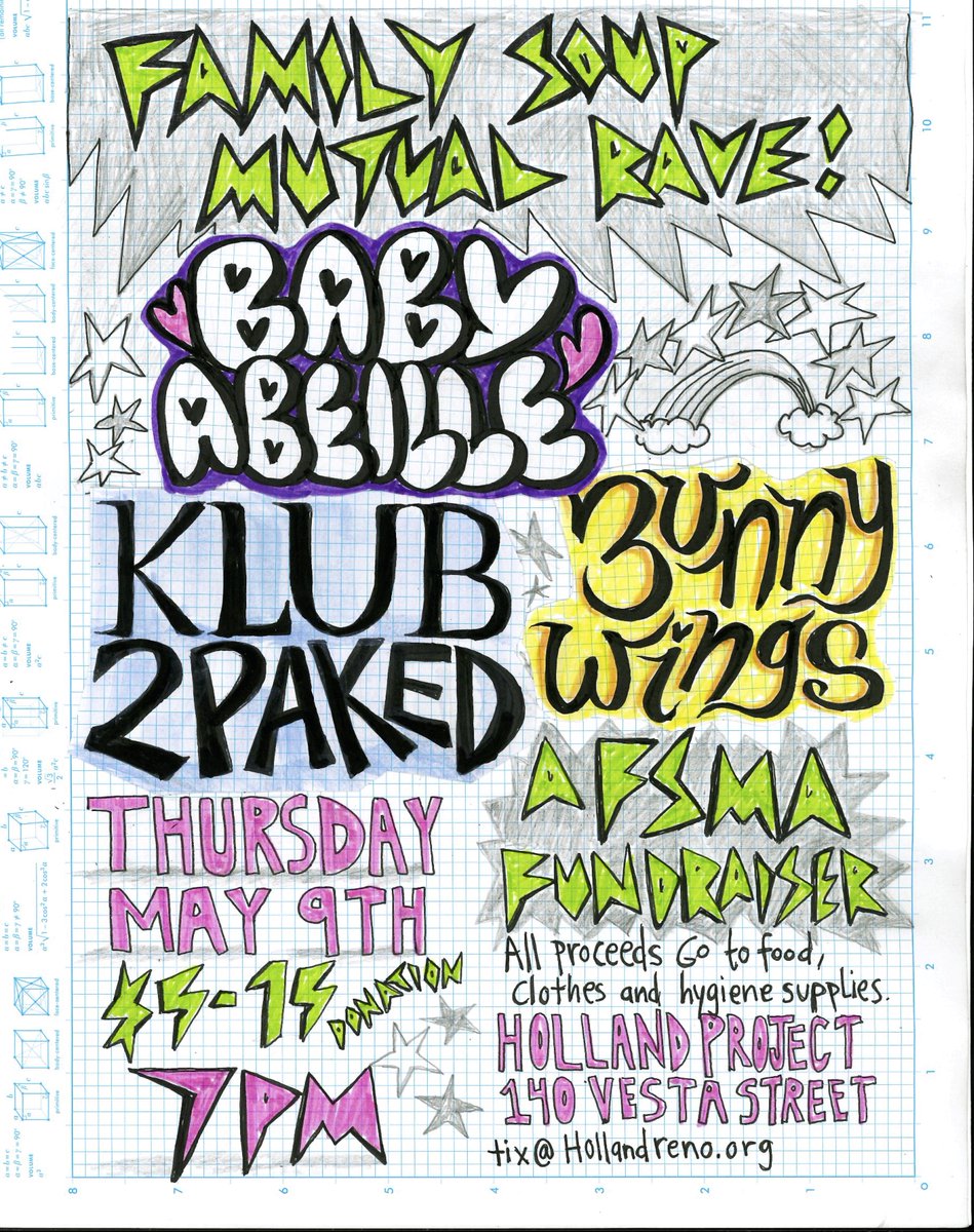 It's a FAMILY SOUP MUTUAL RAVE tonight at HP! Bring $5-$15 to donate and dance the night away w/ Baby Abeille, 3unnywings, & Klub2Packed! Spread the love 💘 poster by Tara Tran