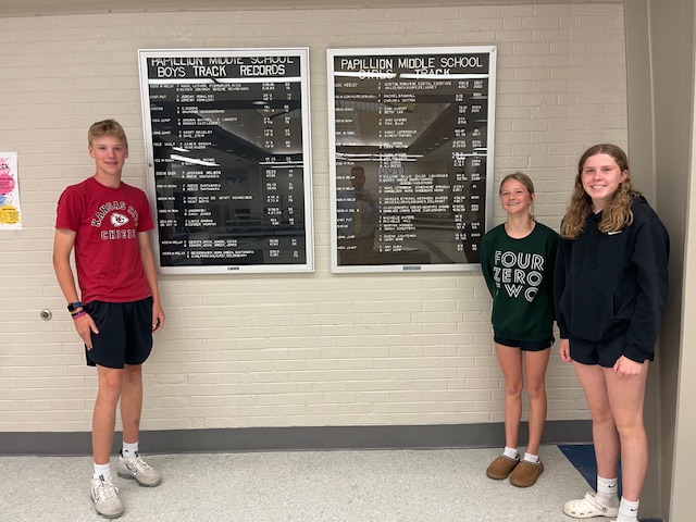 Congratulation to these students who broke some long-standing track records this track season! #titanpride

Aiden - 8th grade boys – 800 meter in 2 minutes 10 seconds
Emily - 7th girls - 1600 meter in 5 minutes 12 seconds
Maizey - 8th girls shotput: 37' 7'