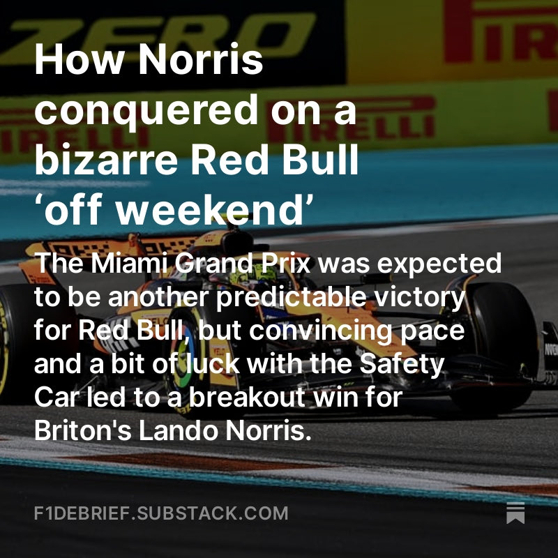 Now that he has won his first race, what is next for Team Norris? My latest #F1 Substack is live! f1debrief.substack.com/p/how-norris-c…