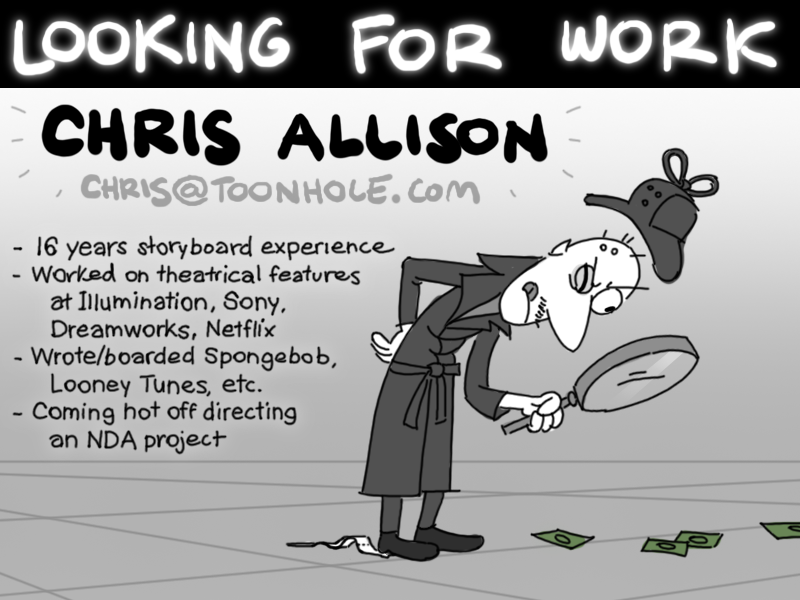 Looking for storyboard/directing/head of story work in case anybody is staffing!
🕵️‍♂️🔎

Portfolio 🔗 in comments: