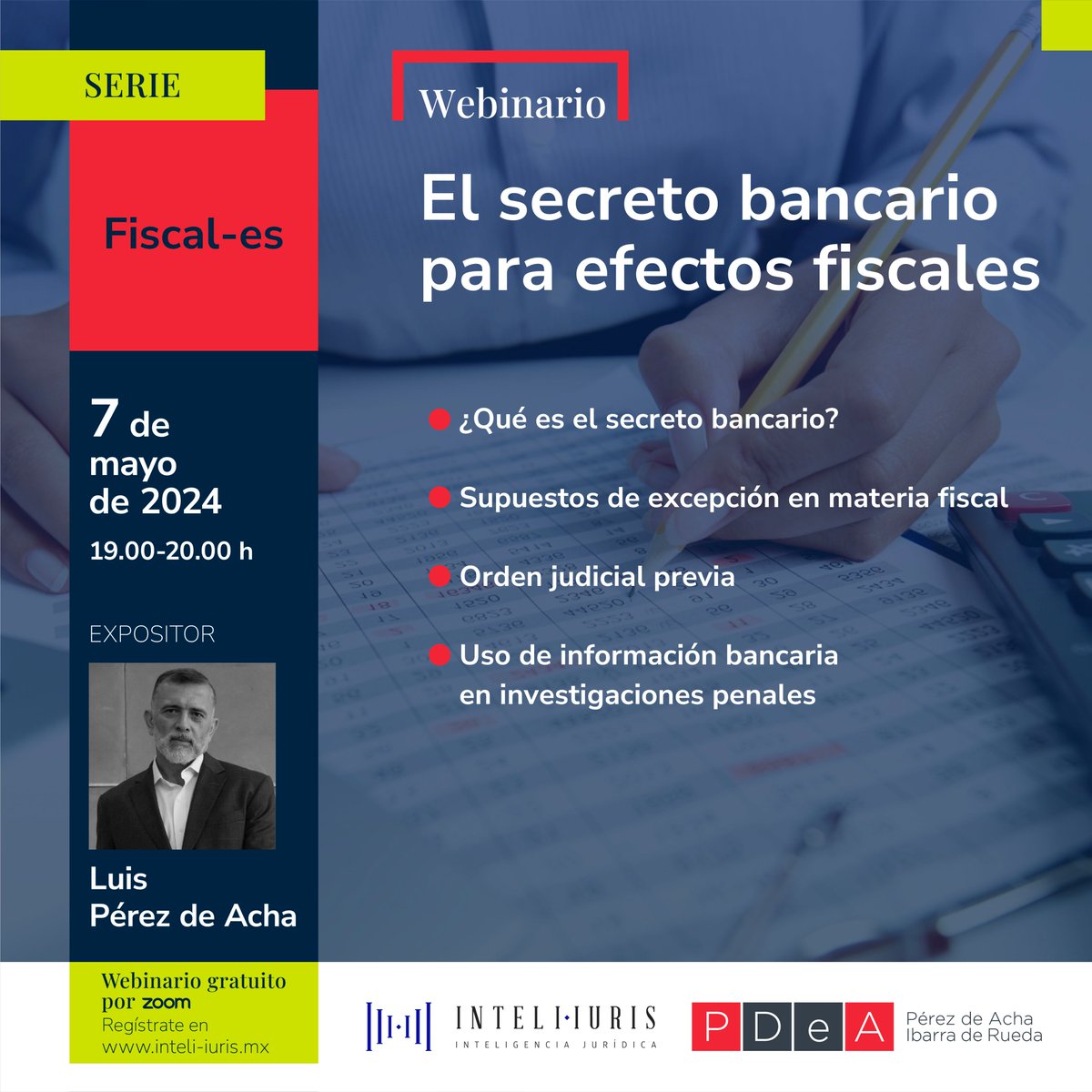 📣 ¡Es HOY! 📣 Si te interesa conocer más sobre el secreto bancario para efectos fiscales, conéctate al webinario por zoom a las 19H. Solo tienes que registrarte en la siguiente liga 👉🏼 bit.ly/3w8GhqZ