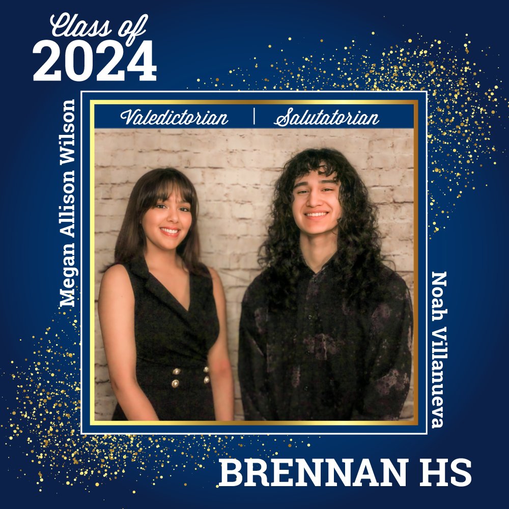 Congratulations to the 2024 Valedictorian and Salutatorian from Brennan High School! 🎉 Megan will be attending LSU Ogden Honors College where she will study sociology (criminology). Noah will be attending UTSA where he will major in mechanical engineering. #TeamNorthside