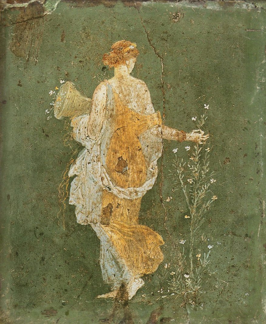 Roman Pompeiian fresco of Flora, c. 1st c. AD. The goddess of springtime (and naturally, flora) had her own festival the Floralia which occurred between 28 April and 3 May. #ClassicsTwitter #Pompeii #fresco #ancientRome