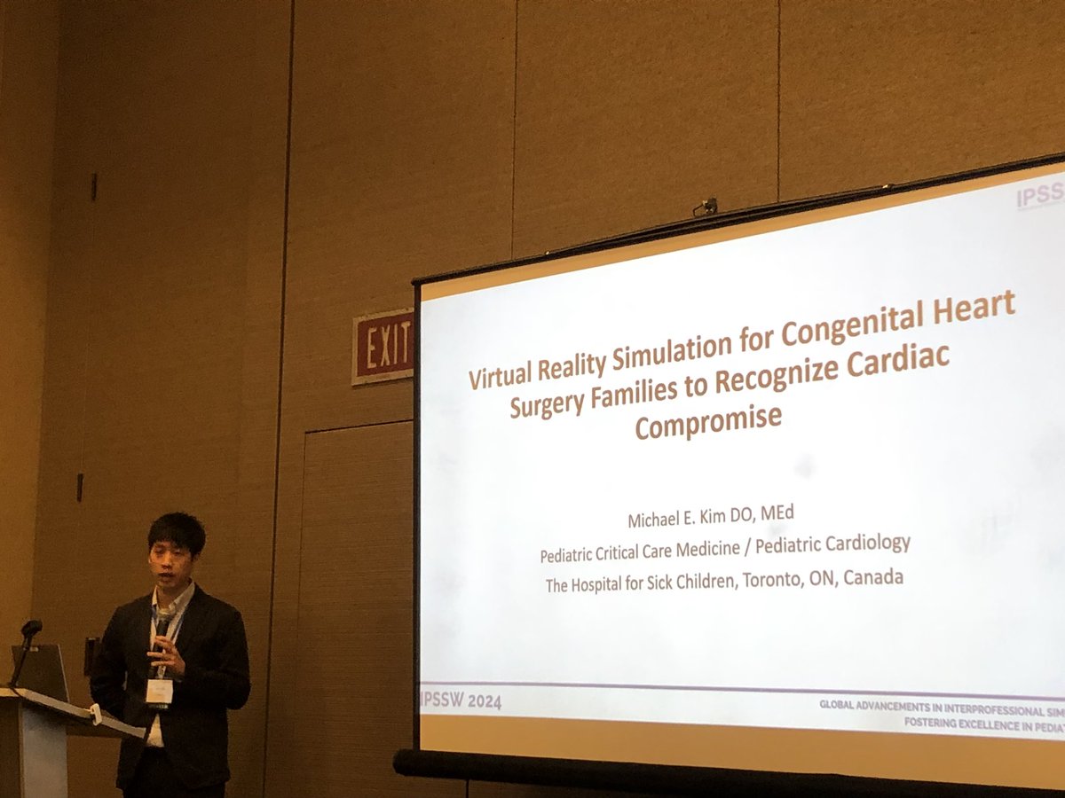 Our fellow @MichaelKimDO presenting his amazing research dedicated to family discharge preparedness using VR. @SickKidsCCM #IPSSW24