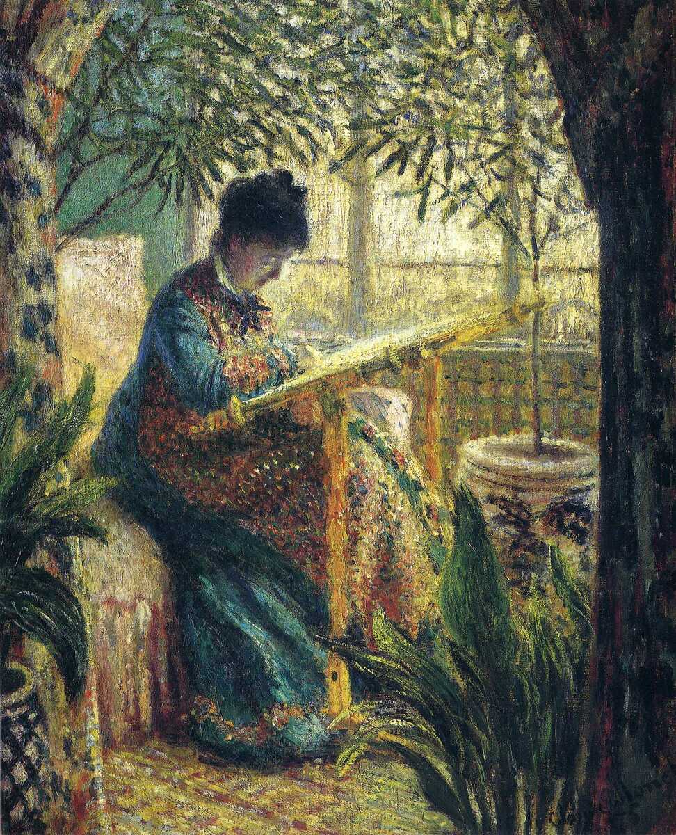Madame Monet Embroidering wikiart.org/en/claude-mone…