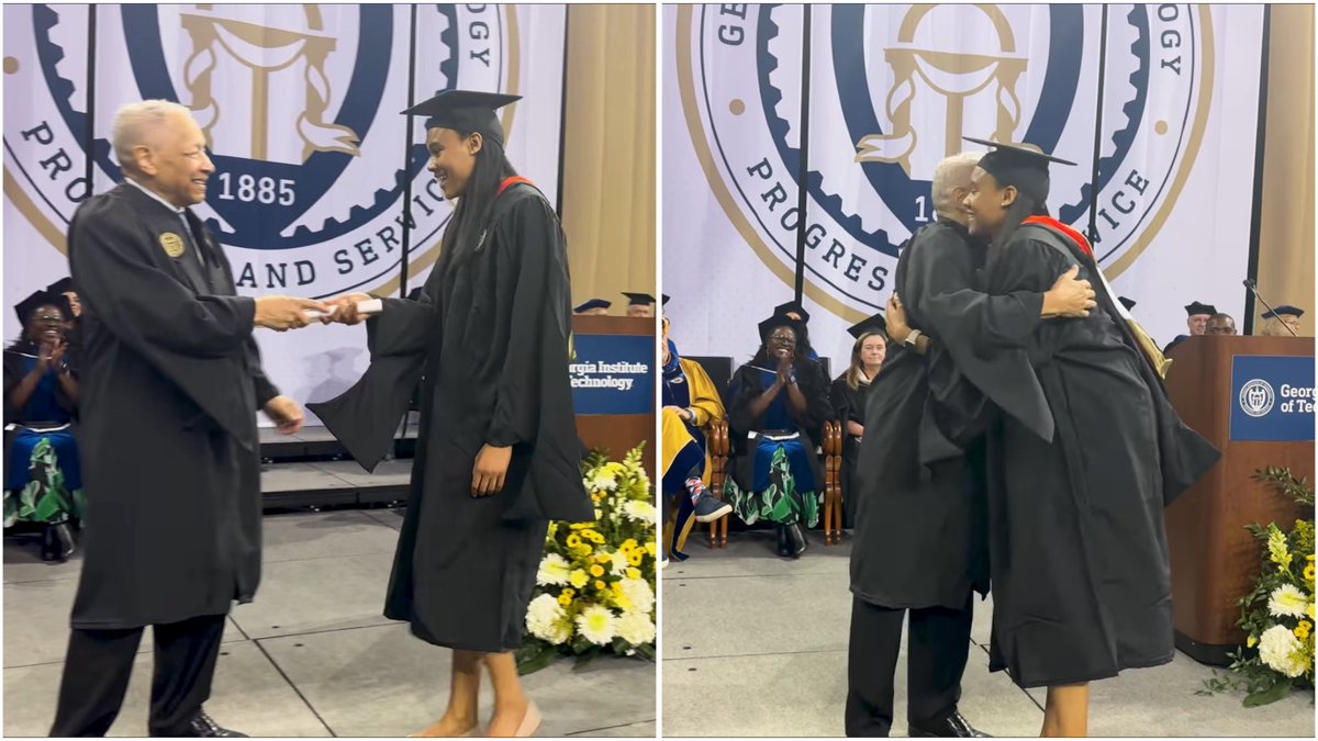 Georgia Tech's first Black graduate presented his granddaughter with her diploma during Friday's commencement ceremony