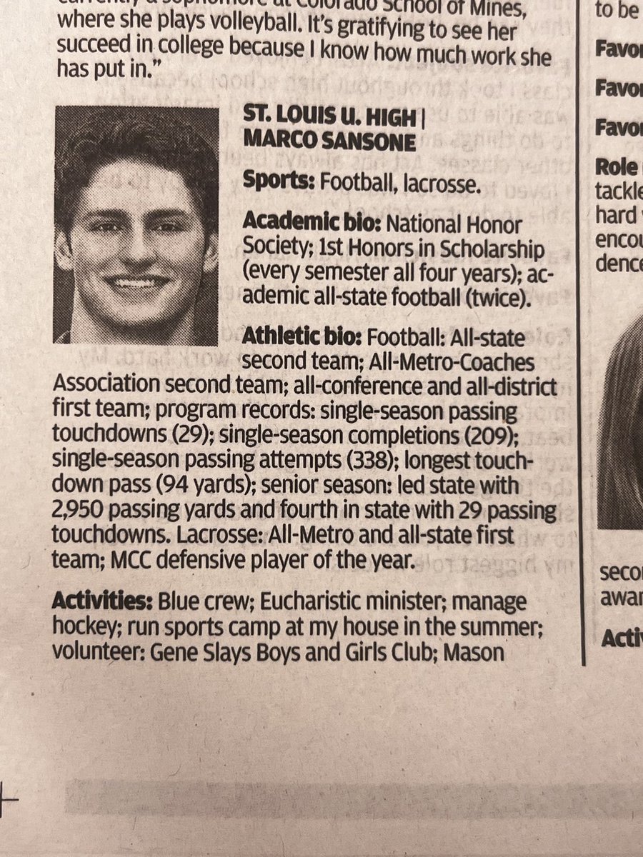 Congrats to @marcosansone_4 featured in today's @stltoday as the @sluhjrbills Scholar-Athlete! #USWAG #SLUHmade