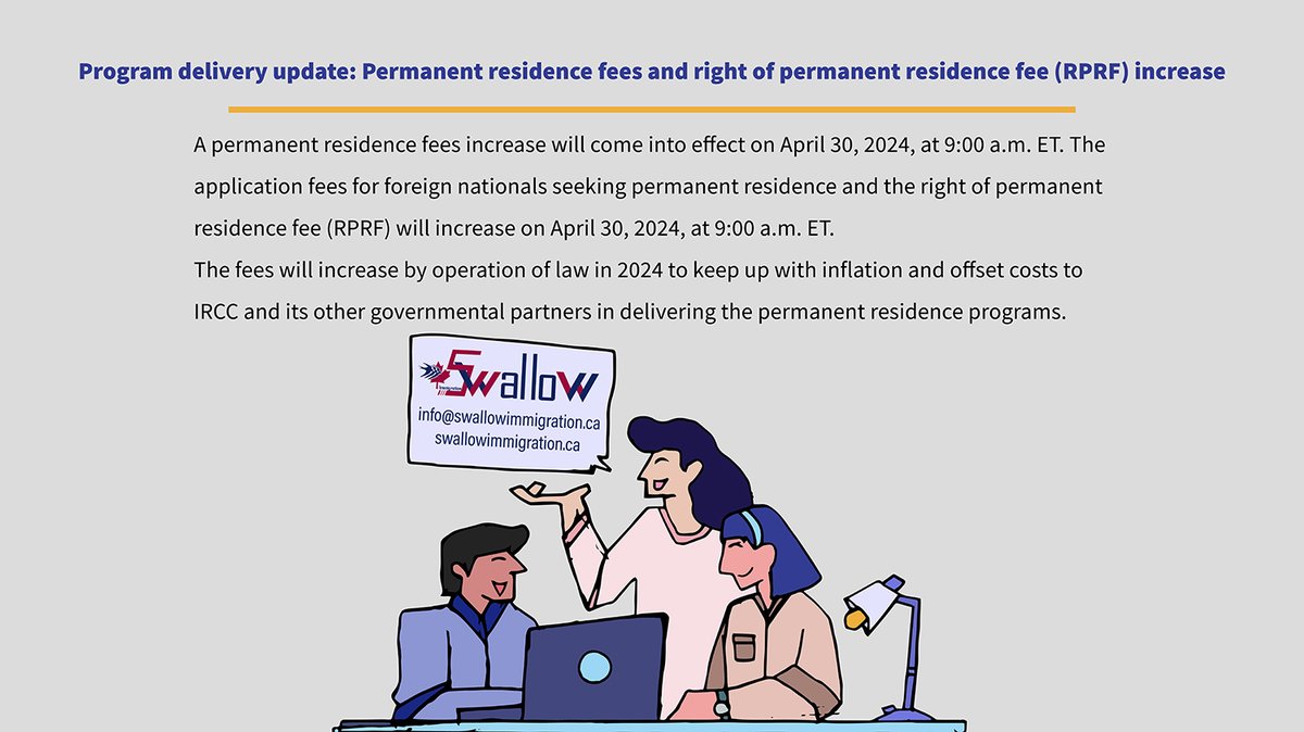 Program delivery update: Permanent residence fees and right of permanent residence fee (RPRF) increase
#canada #canadanews #news #applicationfees #fees #governmentalpartners #operationoflaw #PermanentResidence #permanentresidencefees #permanentresidenceprograms #RPF2024