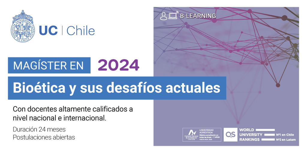 El Magíster en Bioética y sus desafíos actuales aborda aspectos éticos de áreas afines, como la ética de la investigación, salud social, tecnología y ambiente. 
Para más información ingresa acá 
medicina.uc.cl/postgrado/magi…