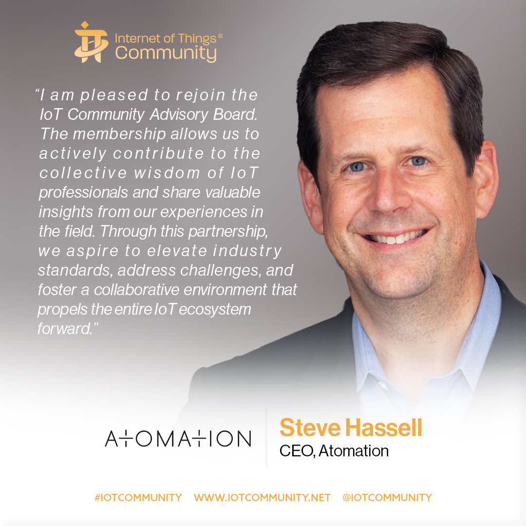 The #IoTCommunity is delighted to announce Atomation joins the IoT Community as a Gold-level Corporate Member. Steve Hassell, CEO, Atomation, appointed to the IoT Community BoA. Please join us in welcoming Atomation to the IoT Community ecosystem iotcommunity.net/atomation-join… #IoTSlam