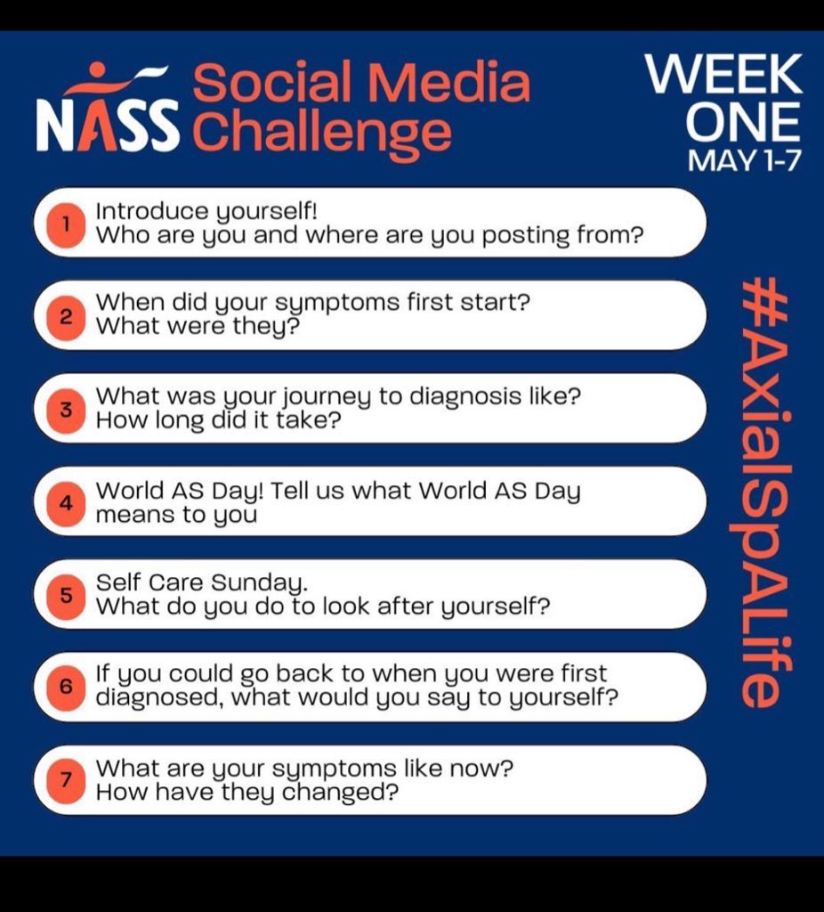 So as ever, I missed this last week as I wasn’t at my best due to AxSpa but seeing as it’s the last day, I’ll play catch up #myAxialSpaLife @NASSexercise