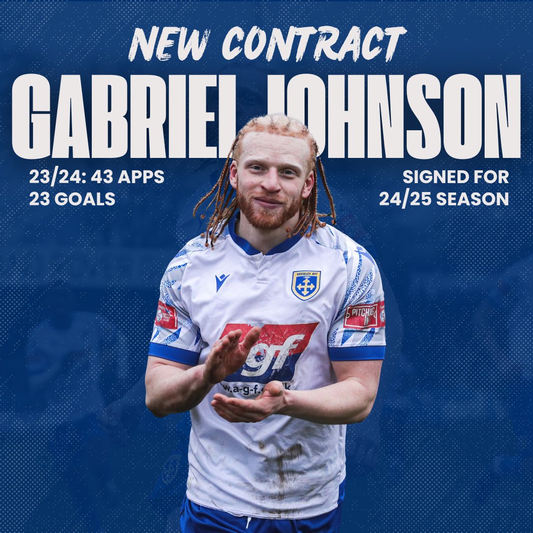 ✍️ | @gabrielknows has signed a new contract with the club for the 24/25 campaign! Our top scorer from last season cannot wait to get going again: guiseleyafc.co.uk/johnson-signs-… #GAFC #GuiseleyTogether