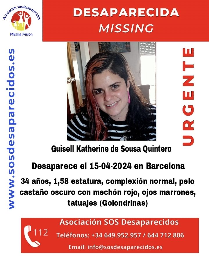 🆘 DESAPARECIDA #Desaparecidos #sosdesaparecidos #Missing #España #Barcelona Fuente: sosdesaparecidos Síguenos @sosdesaparecido