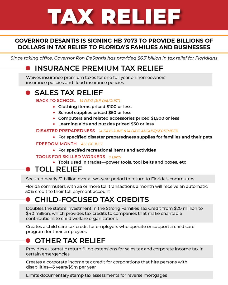 We’re saving Floridians billions of dollars through tax relief.