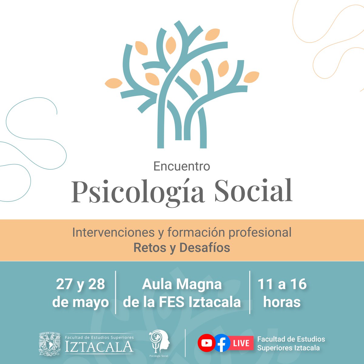 Encuentro de Psicología Social: Explora las intervenciones y retos actuales en la formación profesional. 👉 Inscríbete a través de PROSAP: antares.iztacala.unam.mx/prosap/informe… #FESI #UNAM