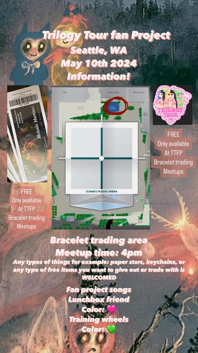 thettfp's tweet photo. ATTENTION ALL TRILOGY TOUR ATTENDEES🚨 Here is the location for the first 4 shows meetups!! Make sure to get there and get the special stickers and souvenir tickets we had made!! There are only 50 souvenir tickets and only 30 stickers!!🤍 https://t.co/6auSqEXdNZ