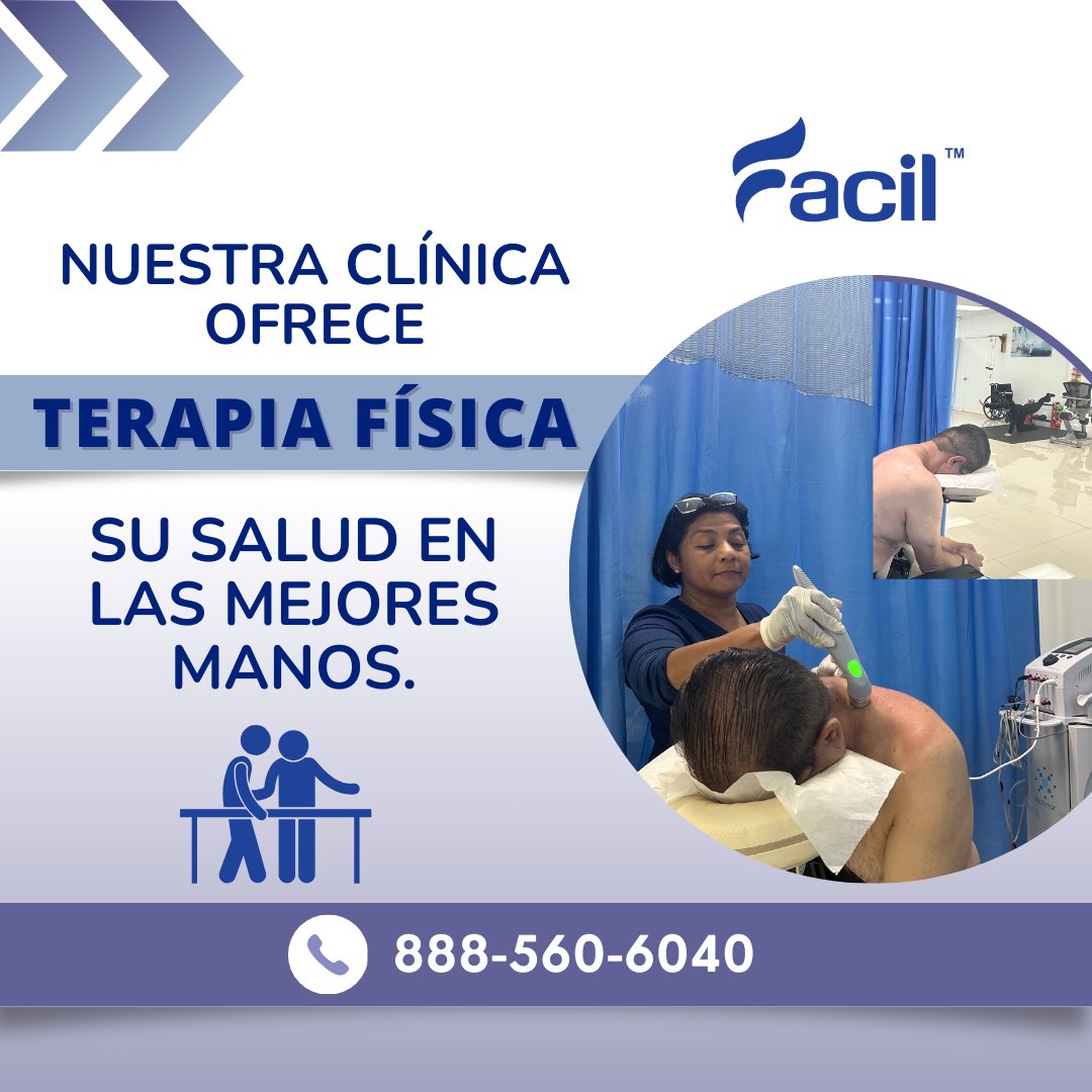 🏥En nuestra clínica la terapia física es uno de los servicios que priorizamos para su salud. 🤩
.
.
.
#facil #FacilHealth  #ClinicaMedica #CuidadoDeLaSalud #MedicinaGeneral #SaludIntegral #BienestarIntegral #PrevencionEsSalud #EspecialidadesMedicas #AtencionPrimaria #Servicios