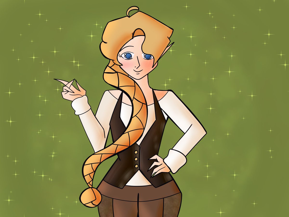 The end result of question mark braid! Finally got this #oc drawn. This is Lawliette, an anthropologist who  goes around cataloging monster species!