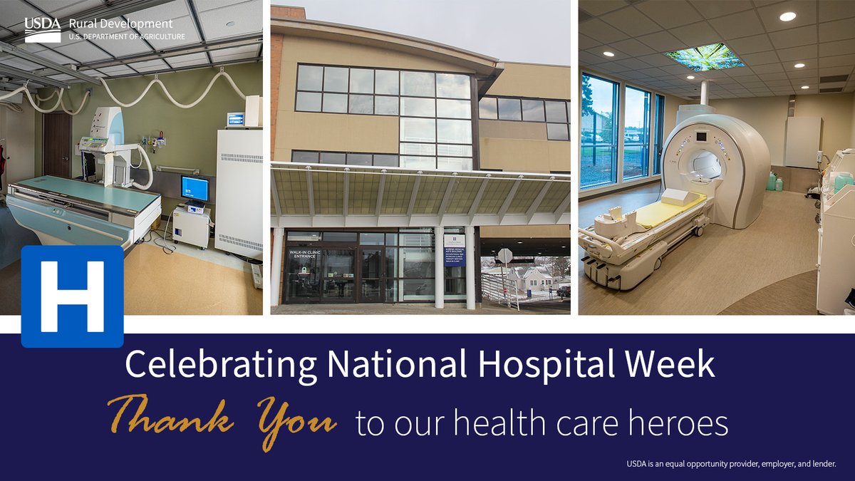 The first full week in May is National Hospital Week! Learn more about our Community Facilities Program, which helps fund rural hospitals all over the country! Happy National Hospital Week! rd.usda.gov/programs-servi…