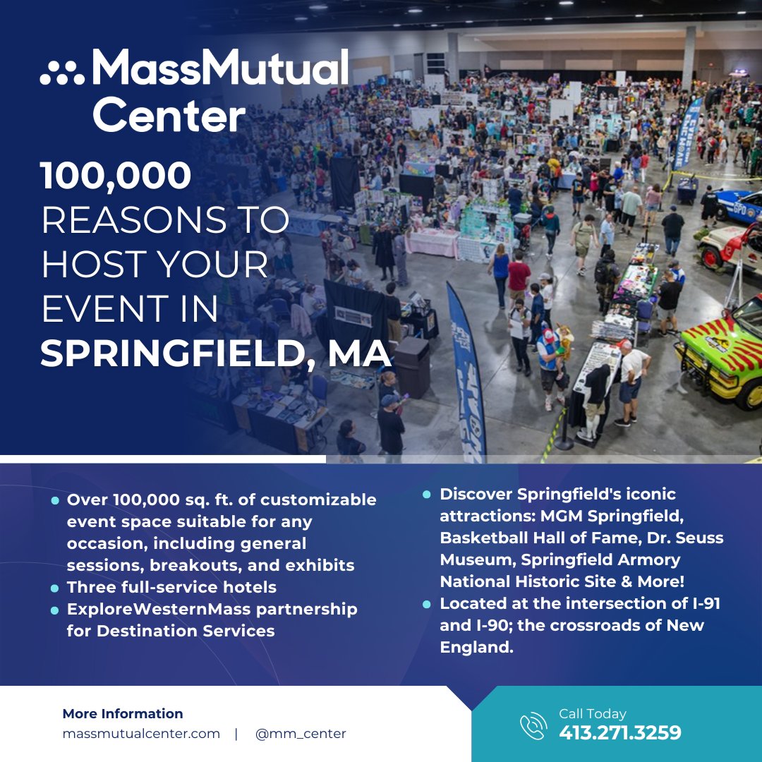 100,000 sq. ft. of customizable space. 10,000 reasons to book with Mass Mutual Center! Elevate your event with seamless service, prime location, and access to Springfield's iconic attractions. Make your next gathering unforgettable!
massmutualcenter.com