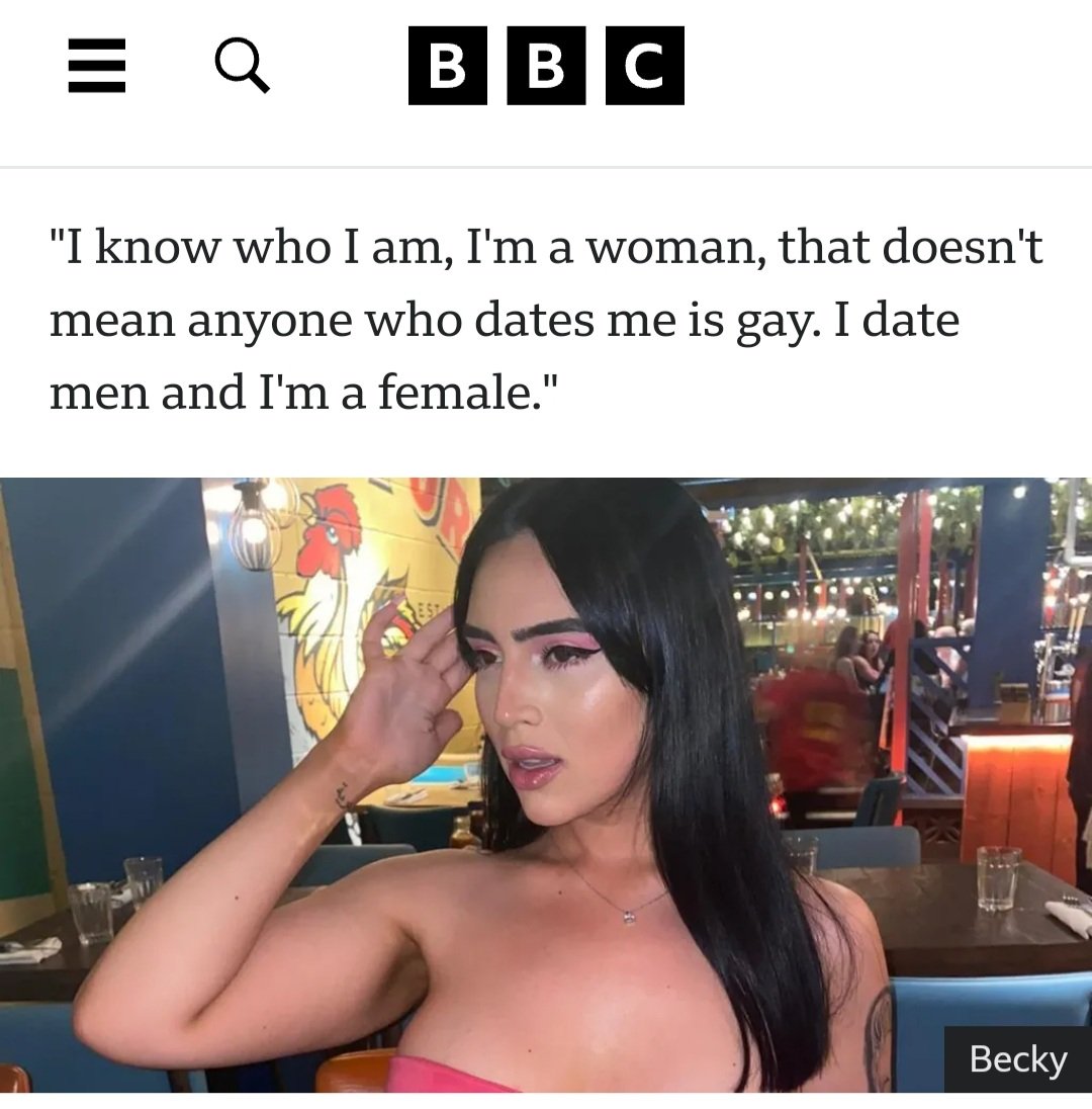 The @BBC is promoting homophobia & #ConversionTherapy. Despite what he says, trans identified male 'Becky' cannot have a 'normal heterosexual relationship', because he's a MAN. #CassReview
bbc.com/news/articles/…