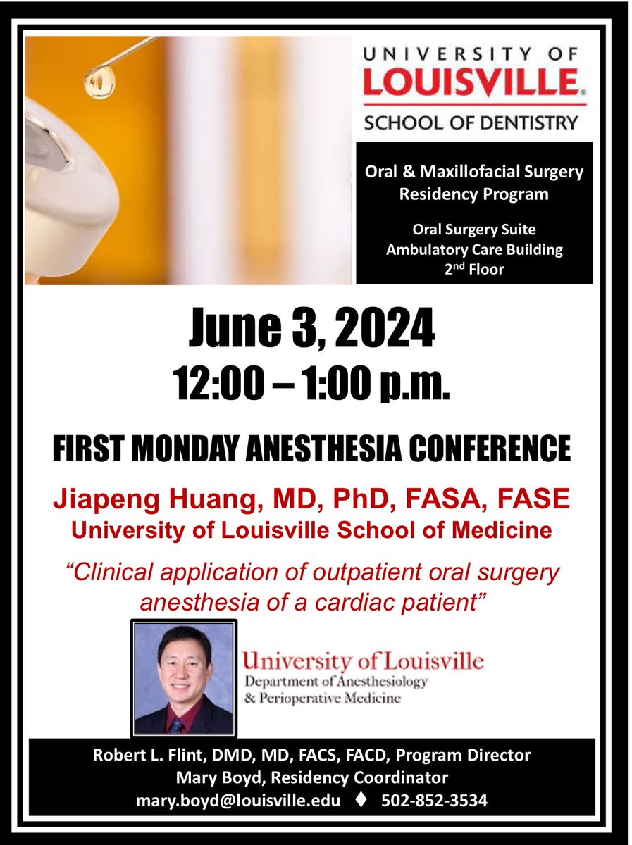First time to lecture #anesthesia for #oralsurgery colleagues! Looking forward to learn from and discuss with our oral surgeons at @uoflmedschool @UofLHealth
