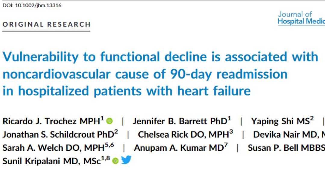 🛏️ Vulnerability to physical decline - as measured by VES-13 - is predictor for readmission for NON-CV reasons after HF admission. 🏥 💔 🔗:…mpublications.onlinelibrary.wiley.com/doi/full/10.10…