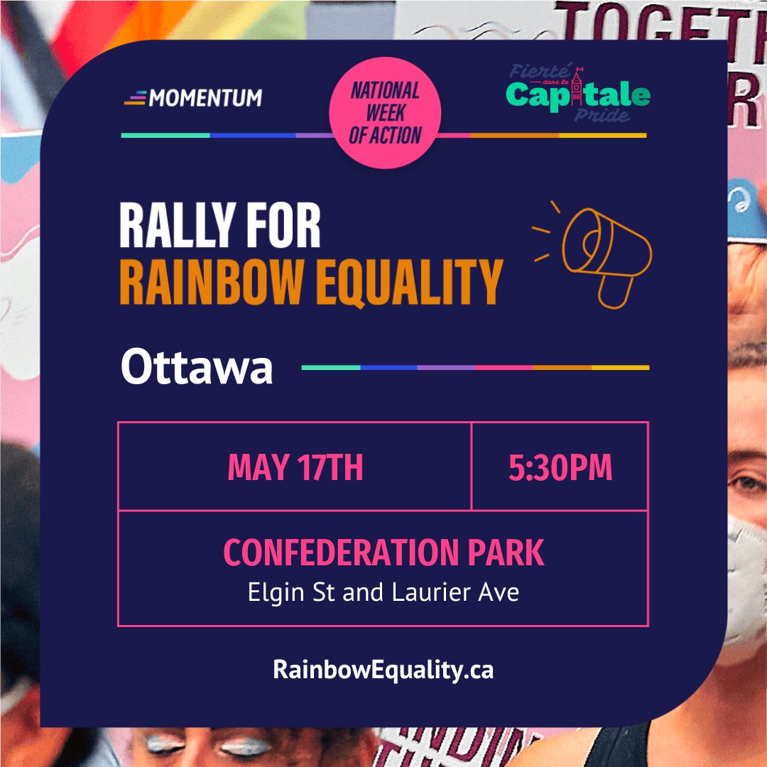 Ottawa pals, you know what to do. Share. Spread the word. Let’s come together IN OUR THOUSANDS and speak up for #RainbowEquality.

RSVP: rainbowequality.ca/ottawa_rally