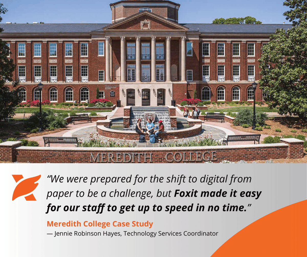 Meredith College found in Foxit a flexible PDF solution for their digital shift.

With a diverse, tech-proficient staff, they needed a user-friendly program with advanced features. Foxit's interface and accessibility features made the transition seamless! 🦊

#EdTech #HigherEd