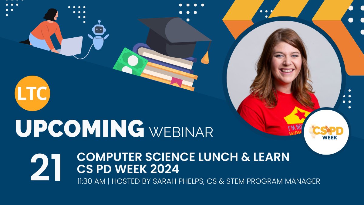 ltcillinois's tweet image. Ready to take your #CS program to the stars? ✨

Your mission begins at #ILCSPDWeek &amp;amp; May 21’s lunch and learn about:

🚀 Learning tracks for K-5 &amp;amp; 6-12 teachers
💰 BIG Scholarships opportunities

🌮 FREE lunch vouchers for all webinar viewers

🔗 ltcillinois.org/services/webin…