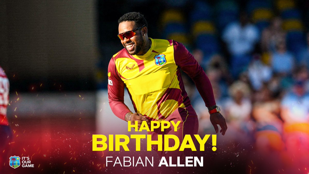 Wishing a very happy birthday 🎂 to West Indies All-rounder Fabian Allen! 🏏🌴 #MenInMaroon