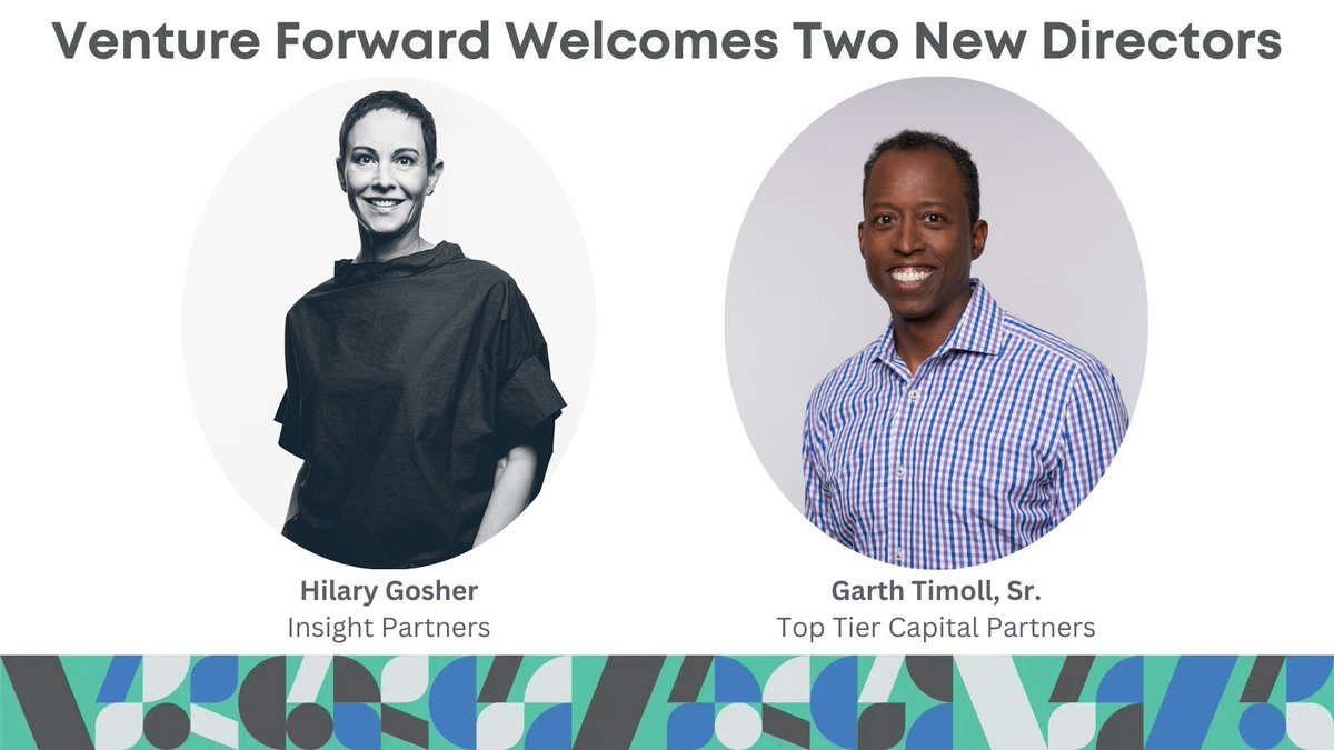 Big news! @hilbil175, Managing Director at @insightpartners & Garth Timoll, Sr., General Partner at @TTCP_SF are joining Venture Forward's board!🙌Read the full press release to learn more about their extensive backgrounds & what their insights will bring to the board!🎉🎊✨