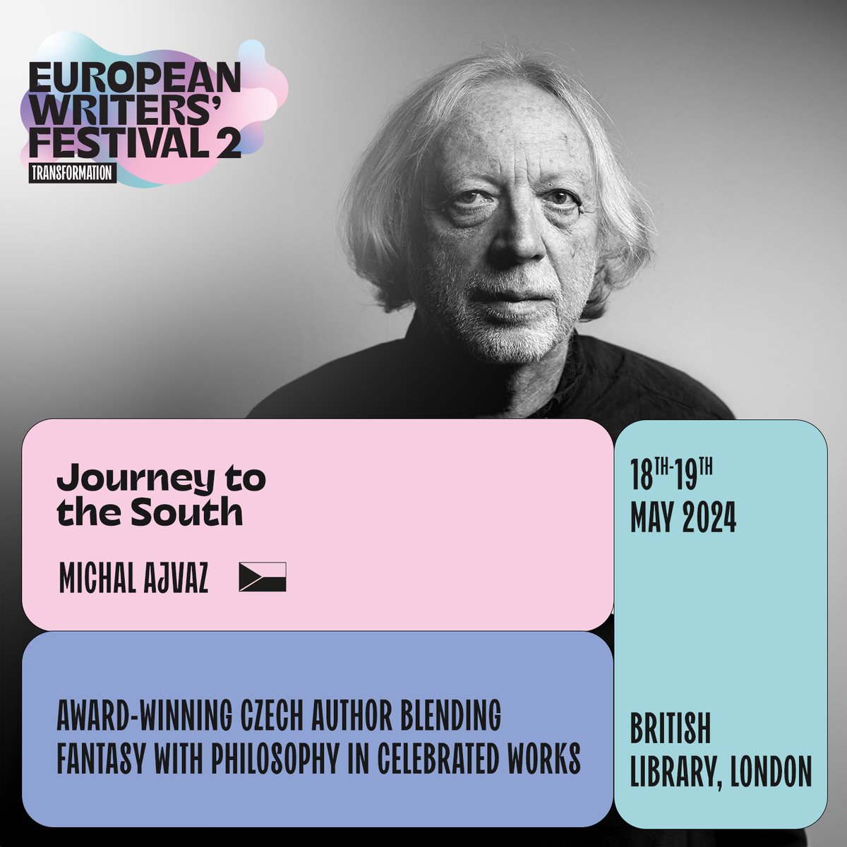 EUROPEAN WRITERS' FESTIVAL returns to @britishlibrary 18-19 May to present 30 brilliant authors from across Europe! Czech author Michal Ajvaz takes part in the Breaking Boundaries panel on Sunday 19 May from 1.30pm. london.czechcentres.cz/en/program/eur… @EUNICLONDON @eurolitnet @Czechlit1