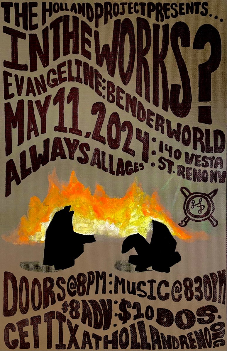 In The Works? are back and kicking off their tour with a very special headlining show TONIGHT (5/11) 🚘 featuring support from fellow locals Evangeline and Bender World – It's gonna be a good! 8pm • $10 🔥 poster by Aliah Hefferon