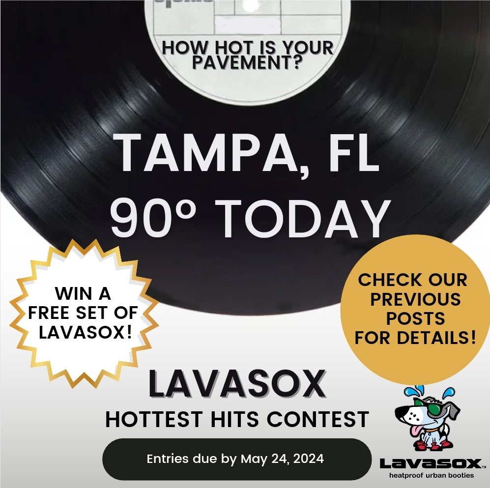 Do you live in or around Tampa, FL? ☀️ HOW HOT IS YOUR PAVEMENT? 🥵 The temperature on your pavement could win you a free set of Lavasox! 🐾 🔥 Record the HOTTEST HIT and WIN a FREE set of Lavasox! 🔥 Can you record the hottest hit? Grab your temperature gun and let’s find out