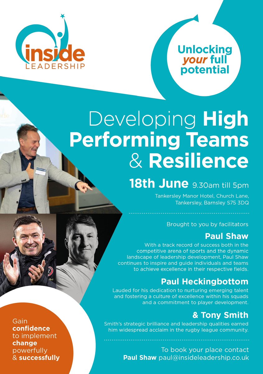 Last few places available for this event on the on the 18th June. Excellent programme for the day &amp; 3 Great  Speakers - get in touch for further information. 
#leadership
#coachdevelopment
#MANAGEMENT