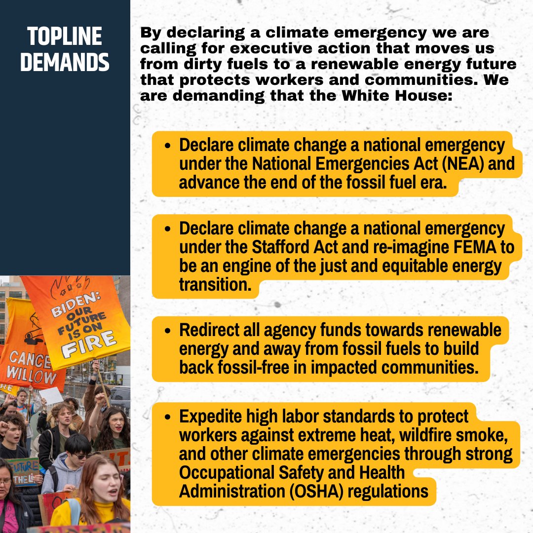 ‼️NEW‼️ 400+ climate, justice, and labor groups are demanding a climate emergency Climate disasters have become devastatingly frequent & with the summer just around the corner, we need @POTUS to tackle the crisis once & for all Read the full letter ➡️ bit.ly/climateemergen…