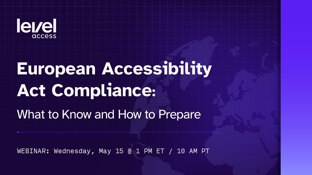 The June 2025 deadline for enforcement of the #EAA is approaching quickly. Unsure whether the law applies to your organization—or how to comply? Gain clarity in our webinar on May 15 at 1 PM ET. Register today: hubs.ly/Q02wpCjc0