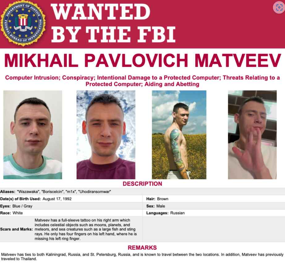 Ten Million dollar reward for hacker Mikhail Matveev. Git sum. justice.gov/opa/pr/us-char…