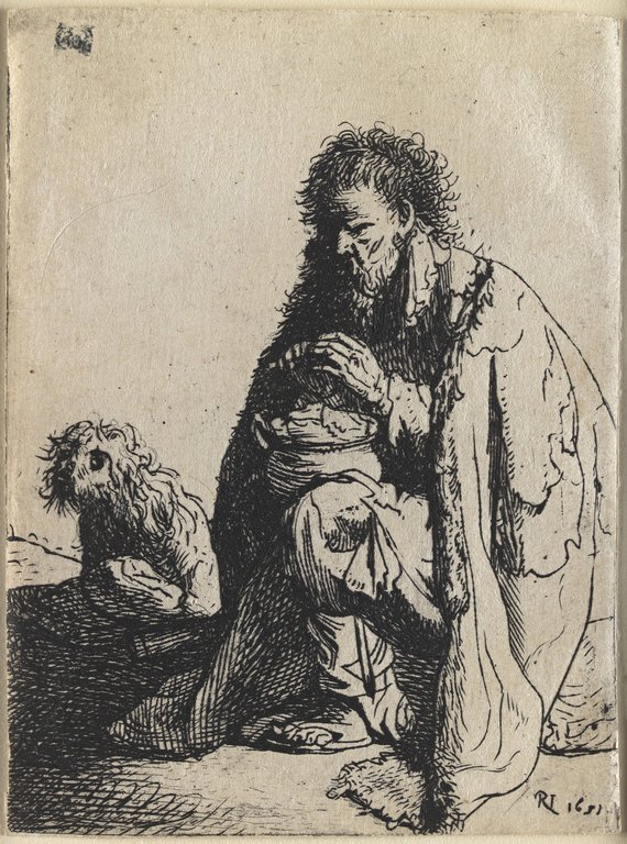 Vieux mendiant assis avec son chien 1631 Rembrandt (Musée du Louvre)