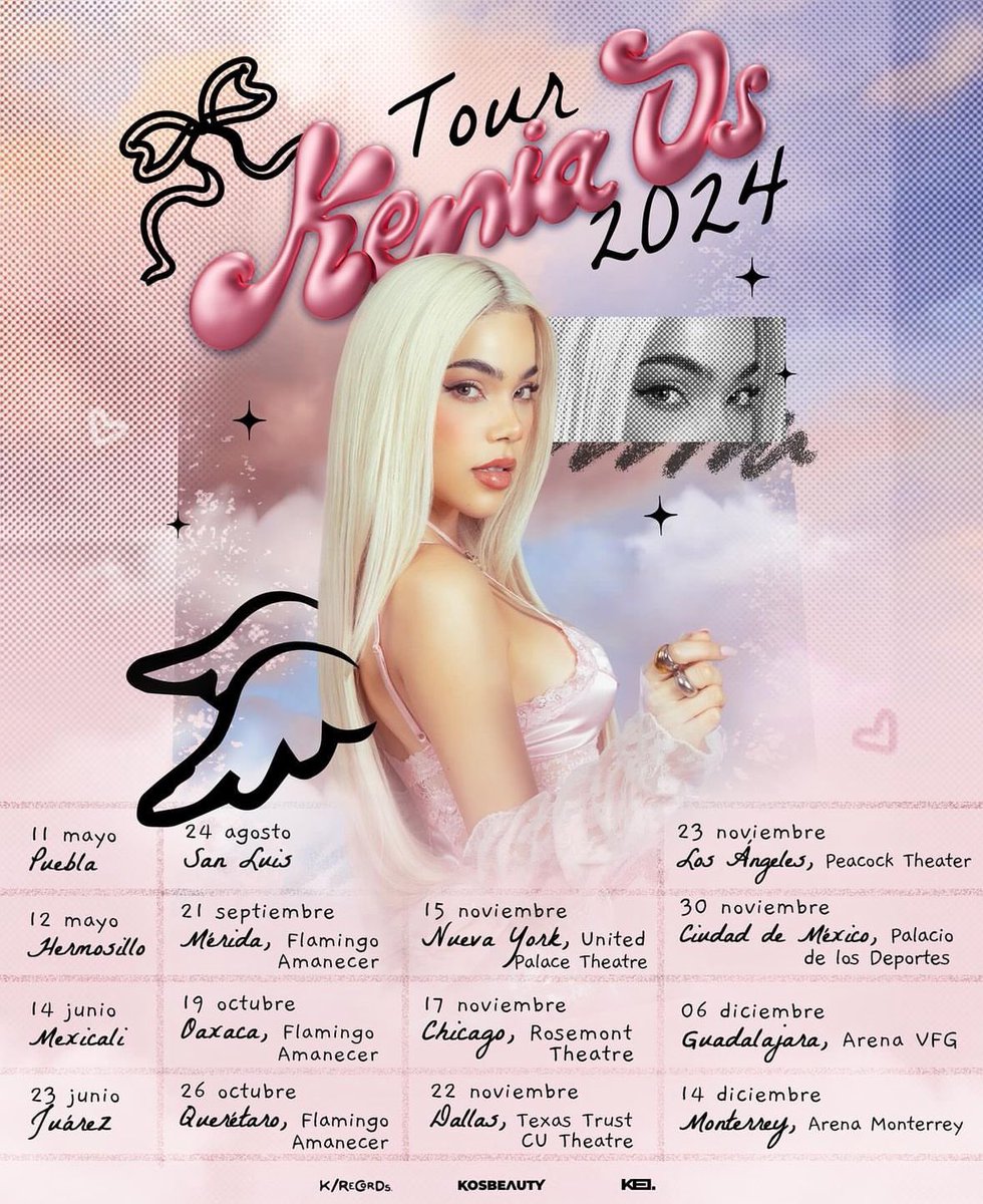 KeninisMx's tweet image. Kenia OS anuncia el #PinkAuraTour, presentando en el ‘Palacio de los Deportes’ en la Ciudad de México, el próximo 30 de Noviembre. 🐰