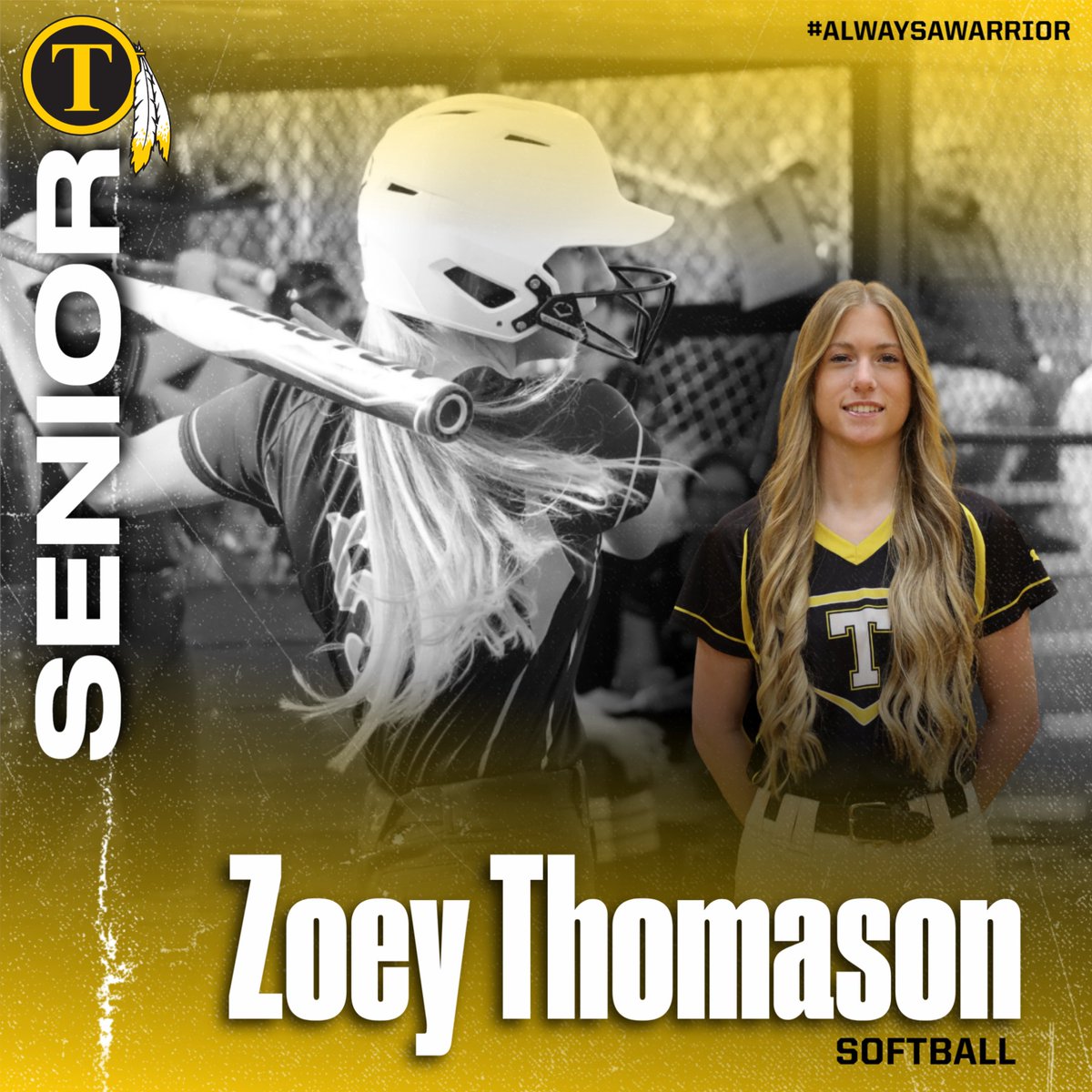 We would like to congratulate Zoey Thomason, Senior Softball player, on an outstanding career at TCHS and wish her the best of luck!  #SeniorSpotlight #alwaysawarrior