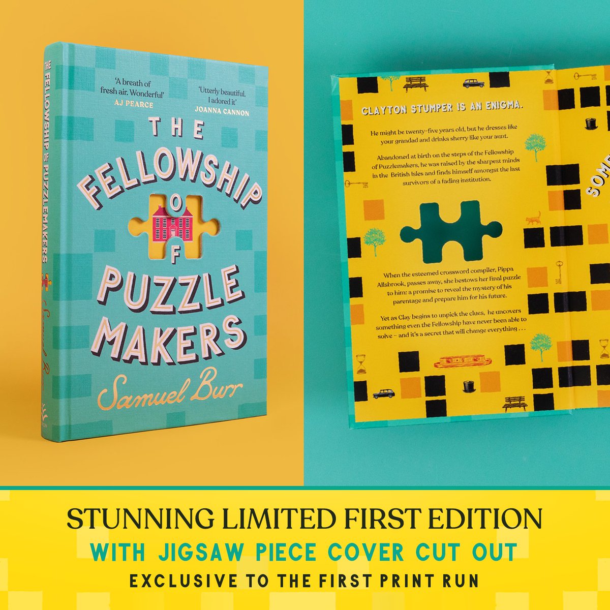 Hurry! Pre-order this stunning limited edition of @samuelburr's The Fellowship of Puzzlemakers featuring a jigsaw cut out before stock runs out! 🧩 Available from all retailers. Publishing this Thursday! geni.us/Puzzlemakers