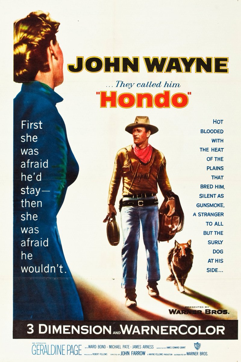 The #DukeOfMOVIES! showcase is on #MOVIES!TV (CH. 2.2 in #Detroit/#yqg) as I tweet until 8PM. Then change the channel to #GritTV (31.3) to watch #JohnWayne as #Hondo. This is #AlBundy's favorite movie on the TV sitcom #MarriedWithChildren. It is followed by #TheShootist at 10PM.