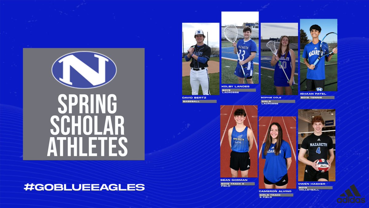 Congratulations to our 23-24 Spring Scholar Athletes:
David Bertz - Baseball
Kolby Landes - Boys Lacrosse
Sophie Cole - Girls Lacrosse
Ishaan Patel - Boys Tennis
Sean Gorman - Boys Track &amp; Field
Cameron Alvino - Girls Track &amp; Field
Owen Hasker - Boys Volleyball
#GoBlueEagles