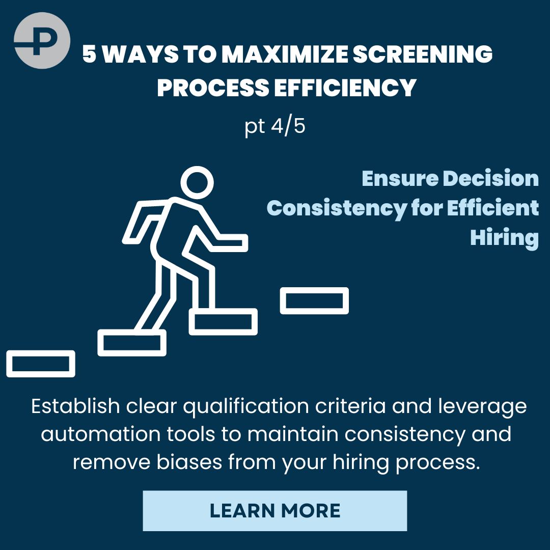 Pt 4/5 - Ensure Decision Consistency for Efficient Hiring Consistency is key in #employmentscreening. Establish clear qualification criteria and leverage automation tools to maintain consistency and remove biases from your #hiringprocess. #DecisionConsistency #EfficientHiring