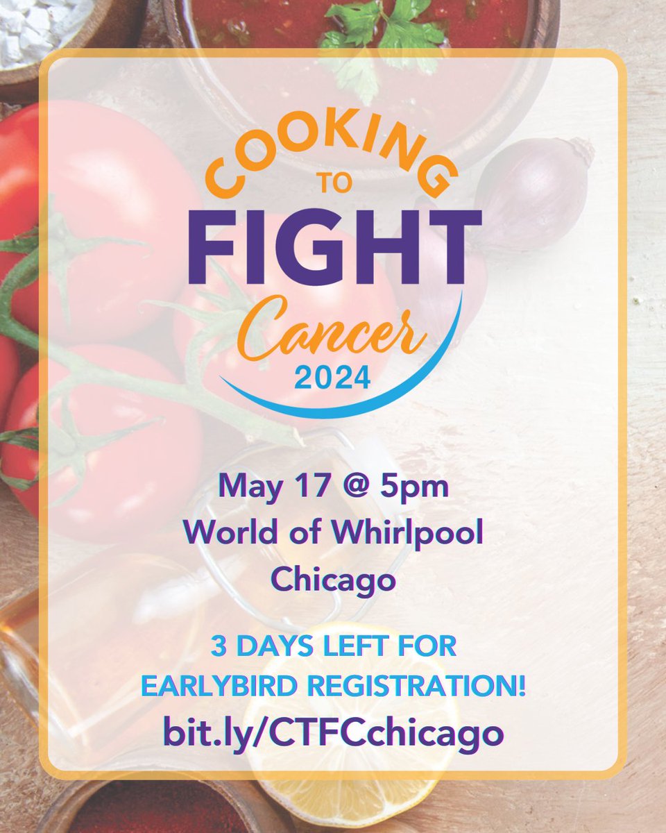 Early bird registration ends on May 10th. Register today for an evening of delicious food and fun raffle prizes! bit.ly/CTFCchicago #ThrivingTogether #GISTfundraiser