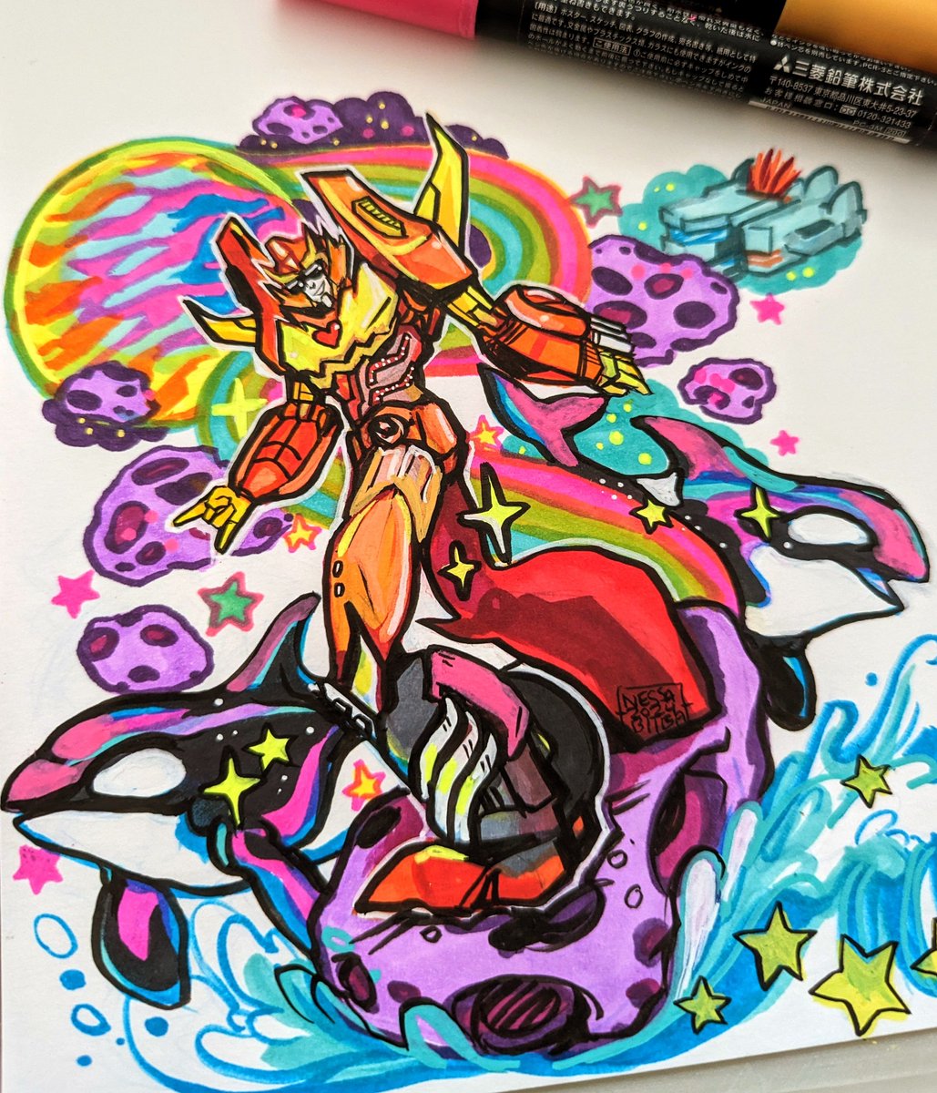 Meteor Surfing IDW Rodimus 
Lisa Frank style.
#maccadams #transformers